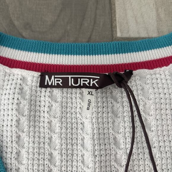 Mr Turk Mateo Short Sleeve V Neck Pullover Sweater Shirt White $268 NWT - Picture 2 of 10